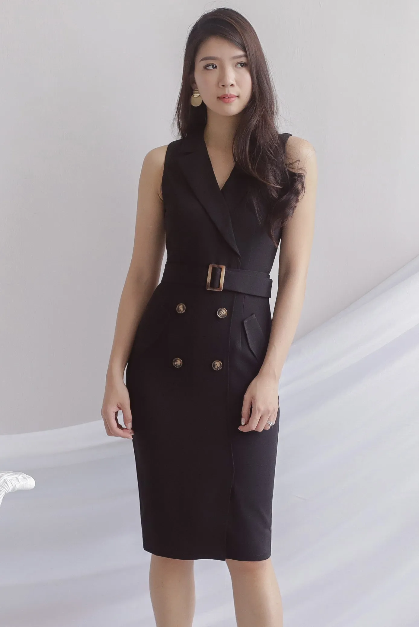 *Premium* TDC Margrete Trench Work Dress In Black