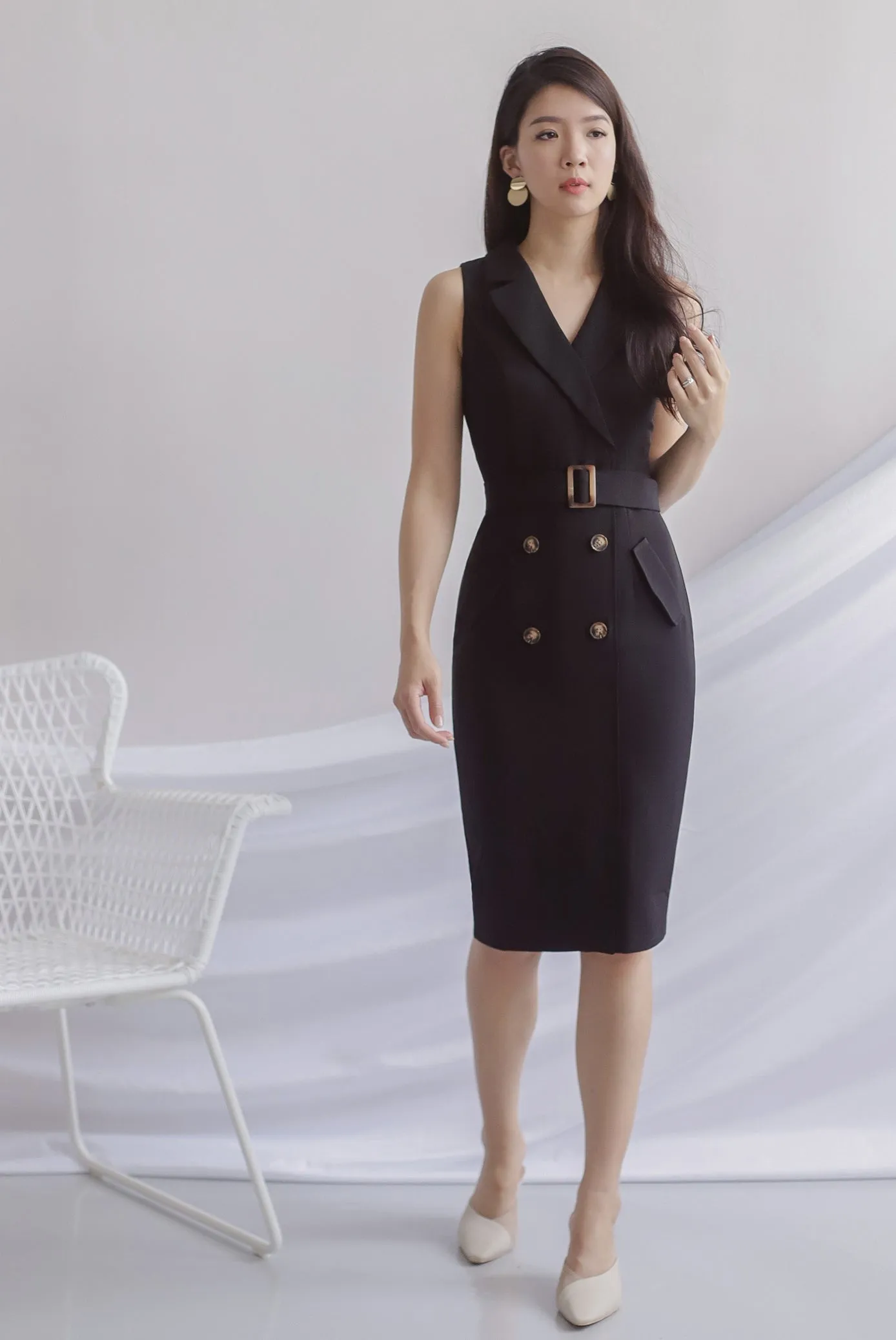 *Premium* TDC Margrete Trench Work Dress In Black