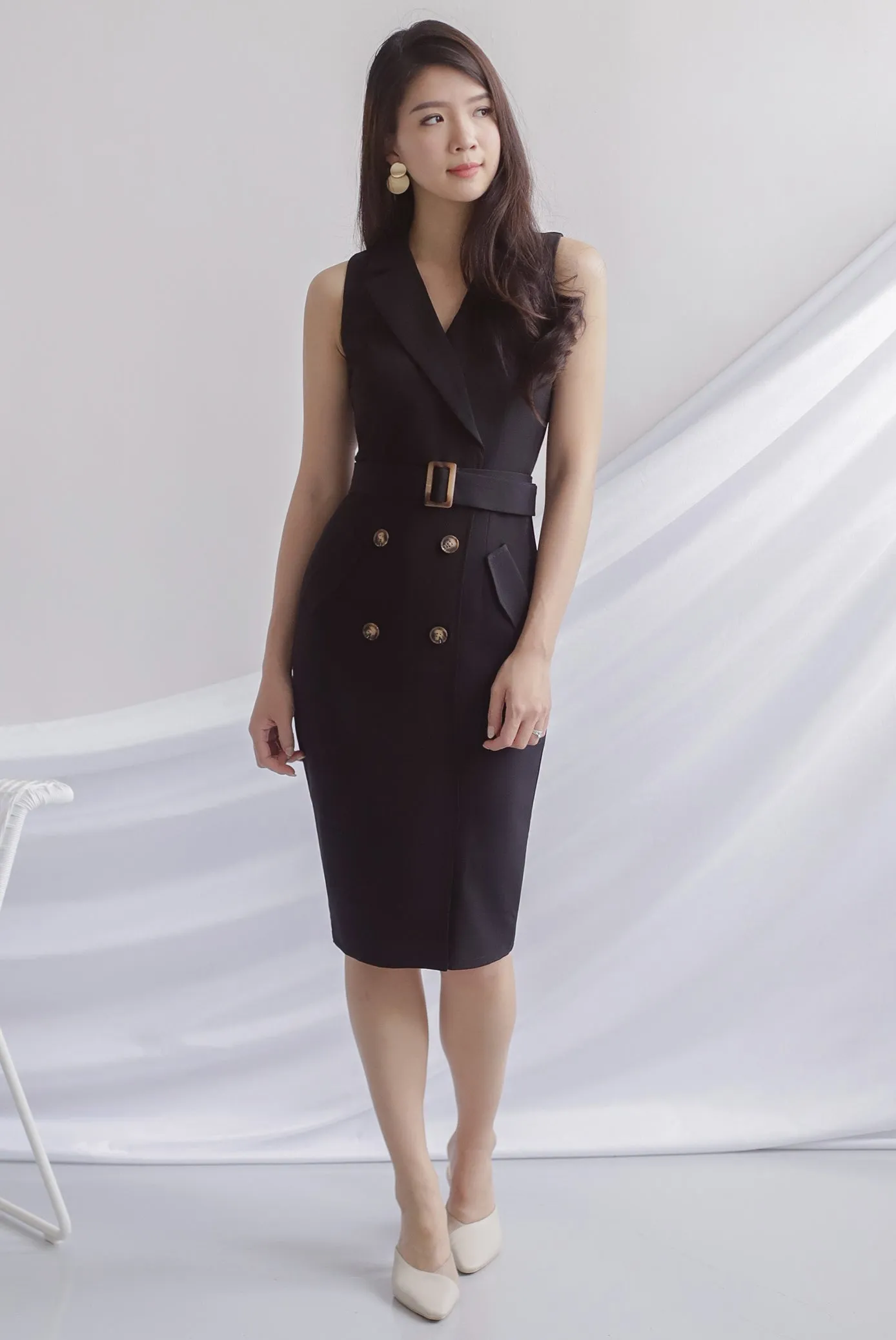 *Premium* TDC Margrete Trench Work Dress In Black
