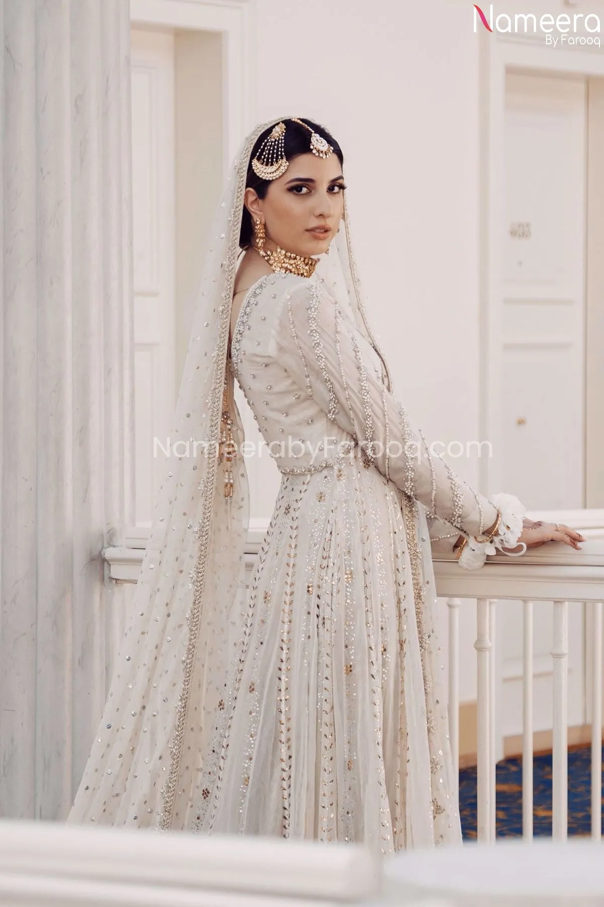 Premium White Pakistani Wedding Dress Online #BB218