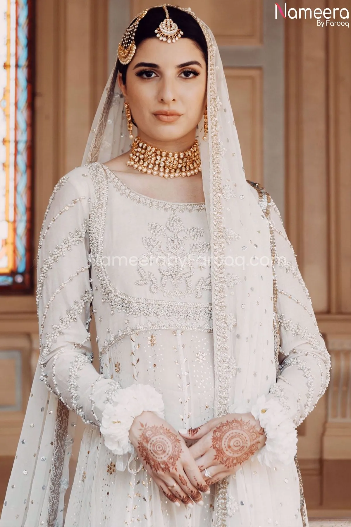 Premium White Pakistani Wedding Dress Online #BB218
