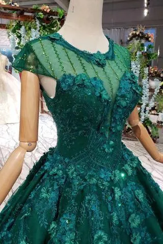 Prom Dresses Court Train Scoop Cap Sleeves Lace Up Back TP0855
