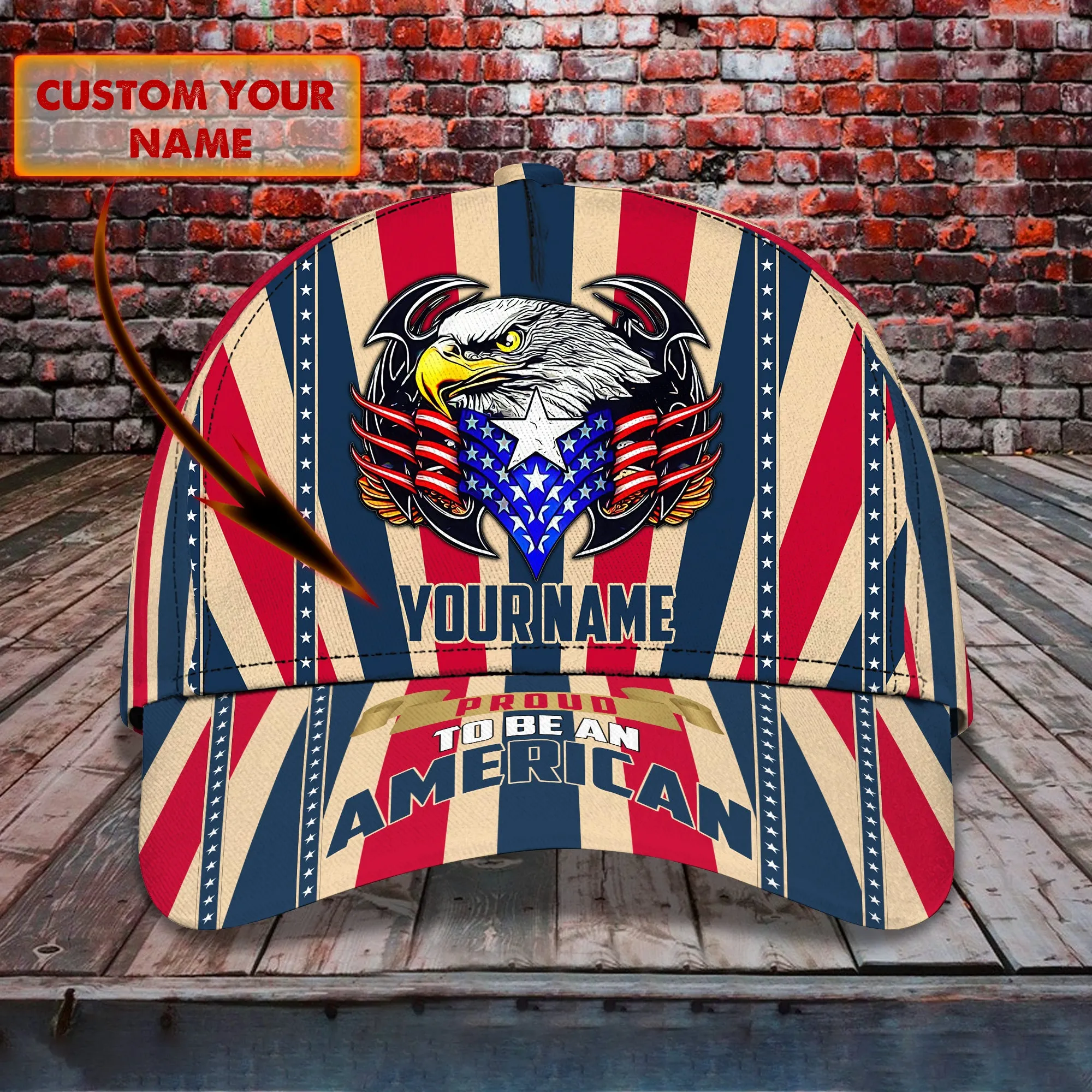 Pround To Be An American - Personalized Name Cap - Urt96