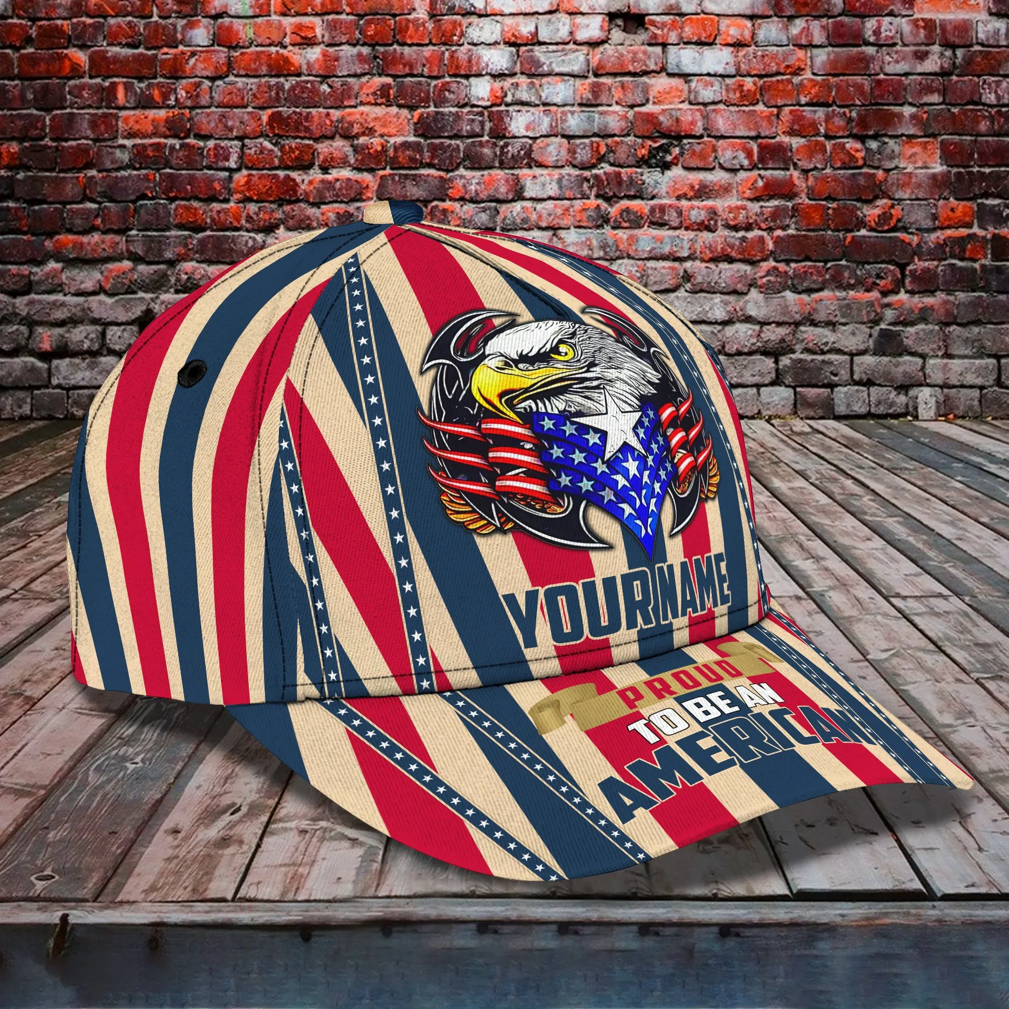 Pround To Be An American - Personalized Name Cap - Urt96
