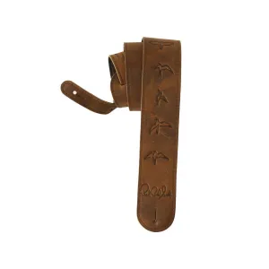 PRS 2.5 Inch Leather Birds Guitar Strap, Distressed Brown