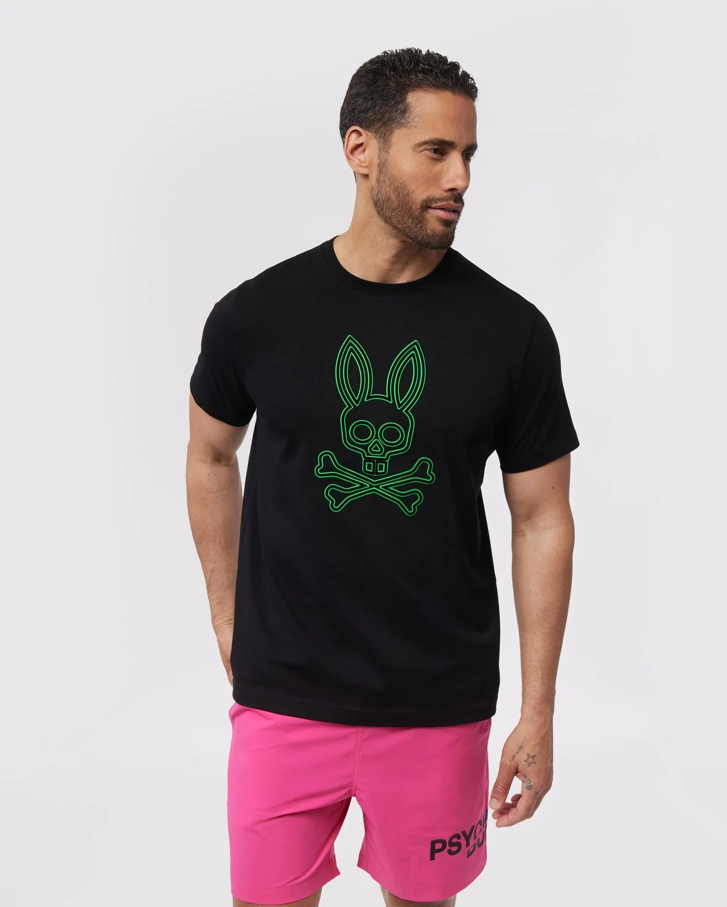 Psycho Bunny Mens Dixon Flocking Graphic Tee - Black
