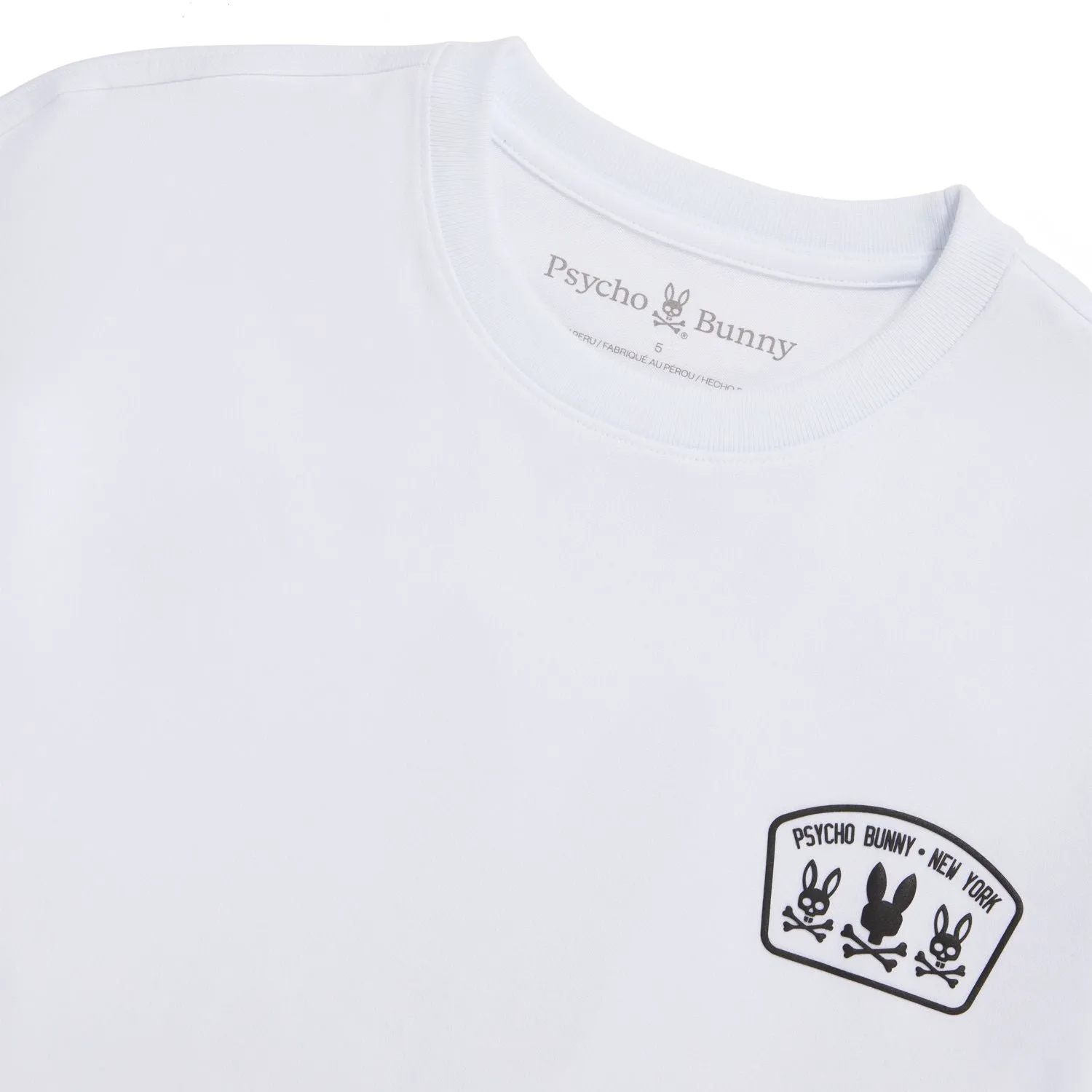 Psycho Bunny Mens Lambert Relaxed Fit Graphic Tee - White