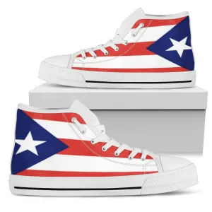 Puerto Rico Flag High Top Custom Sneaker Shoes with White Soles