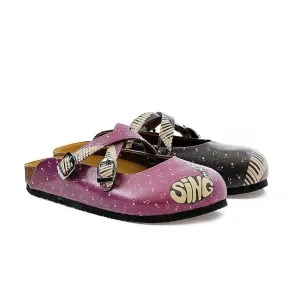 Purple, Black, White and Musical Note, Piano Patterned Clogs - CAL113