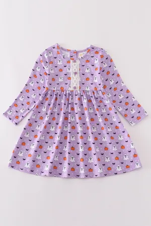 Purple Halloween Print Dress