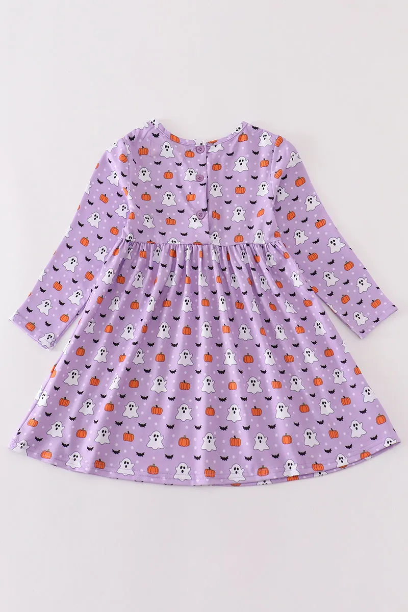 Purple Halloween Print Dress