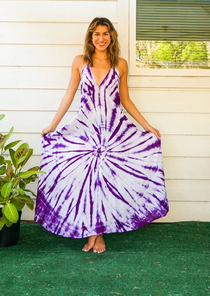 Purple Starburst Tie Dye Maxi Dress