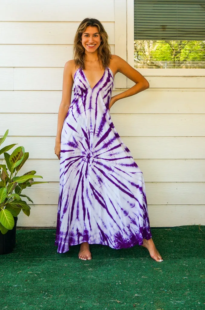 Purple Starburst Tie Dye Maxi Dress
