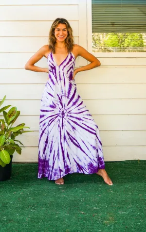 Purple Starburst Tie Dye Maxi Dress