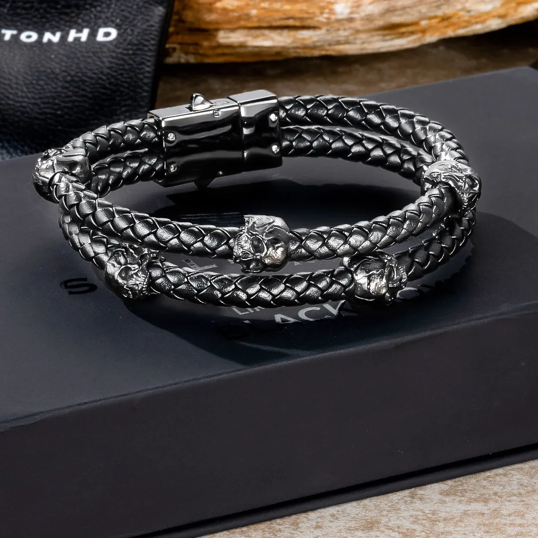Python Black - Double Leather Skulls