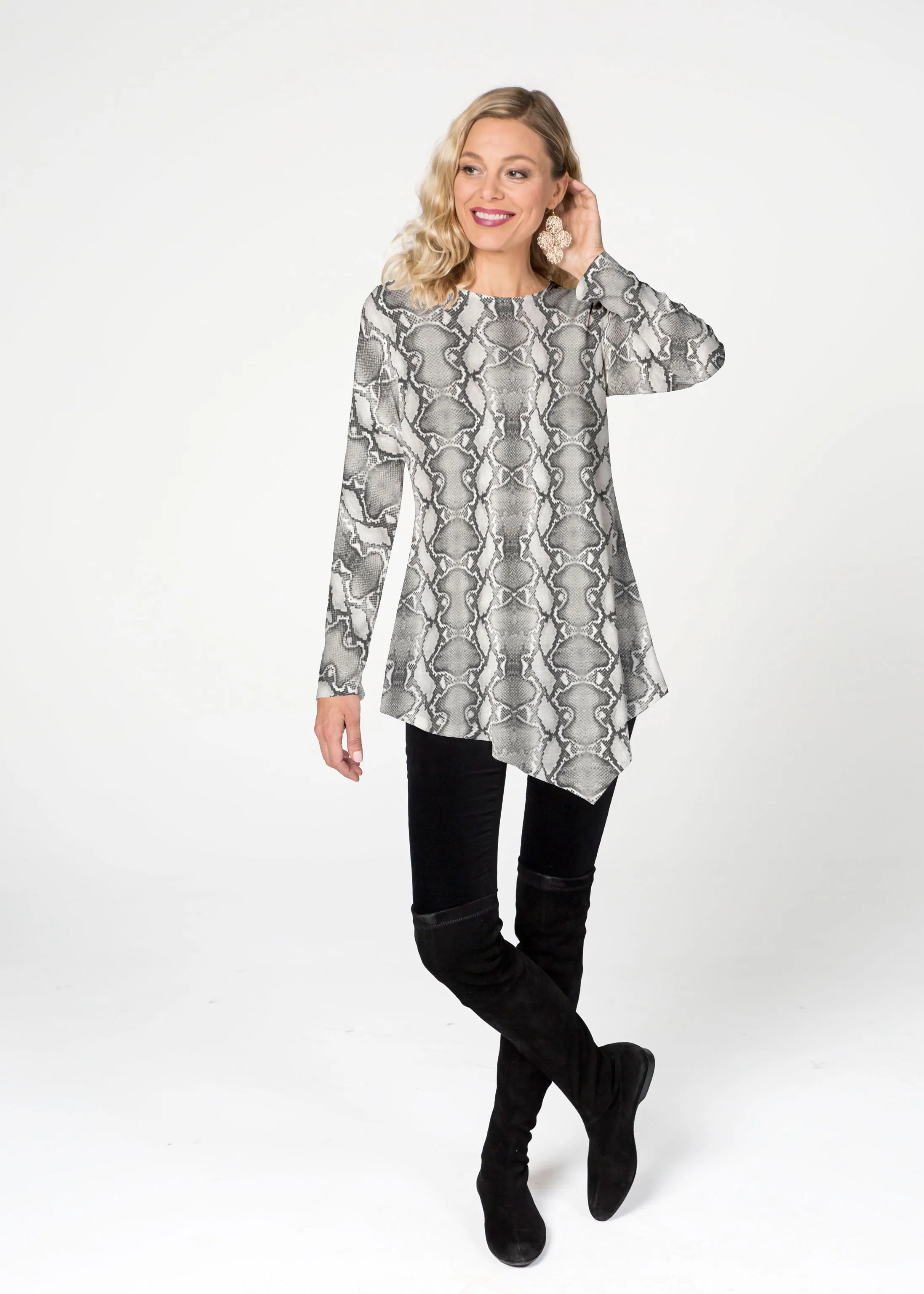 Python Silver (7272) ~ Asymmetrical French Terry Tunic