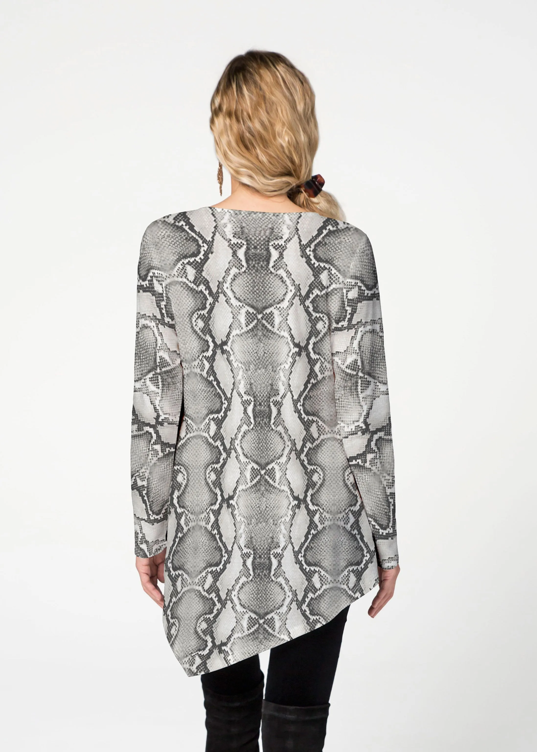 Python Silver (7272) ~ Asymmetrical French Terry Tunic