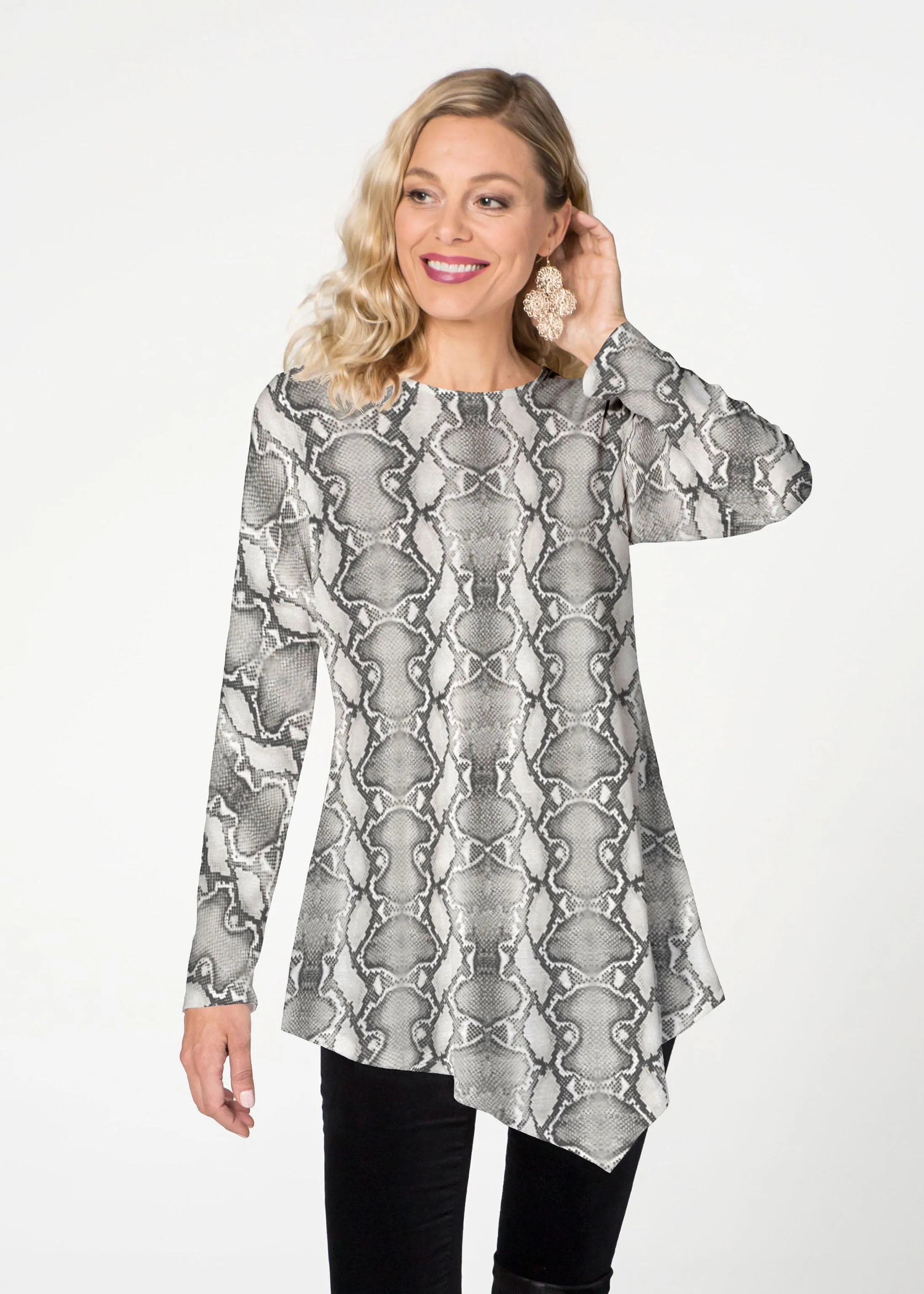Python Silver (7272) ~ Asymmetrical French Terry Tunic