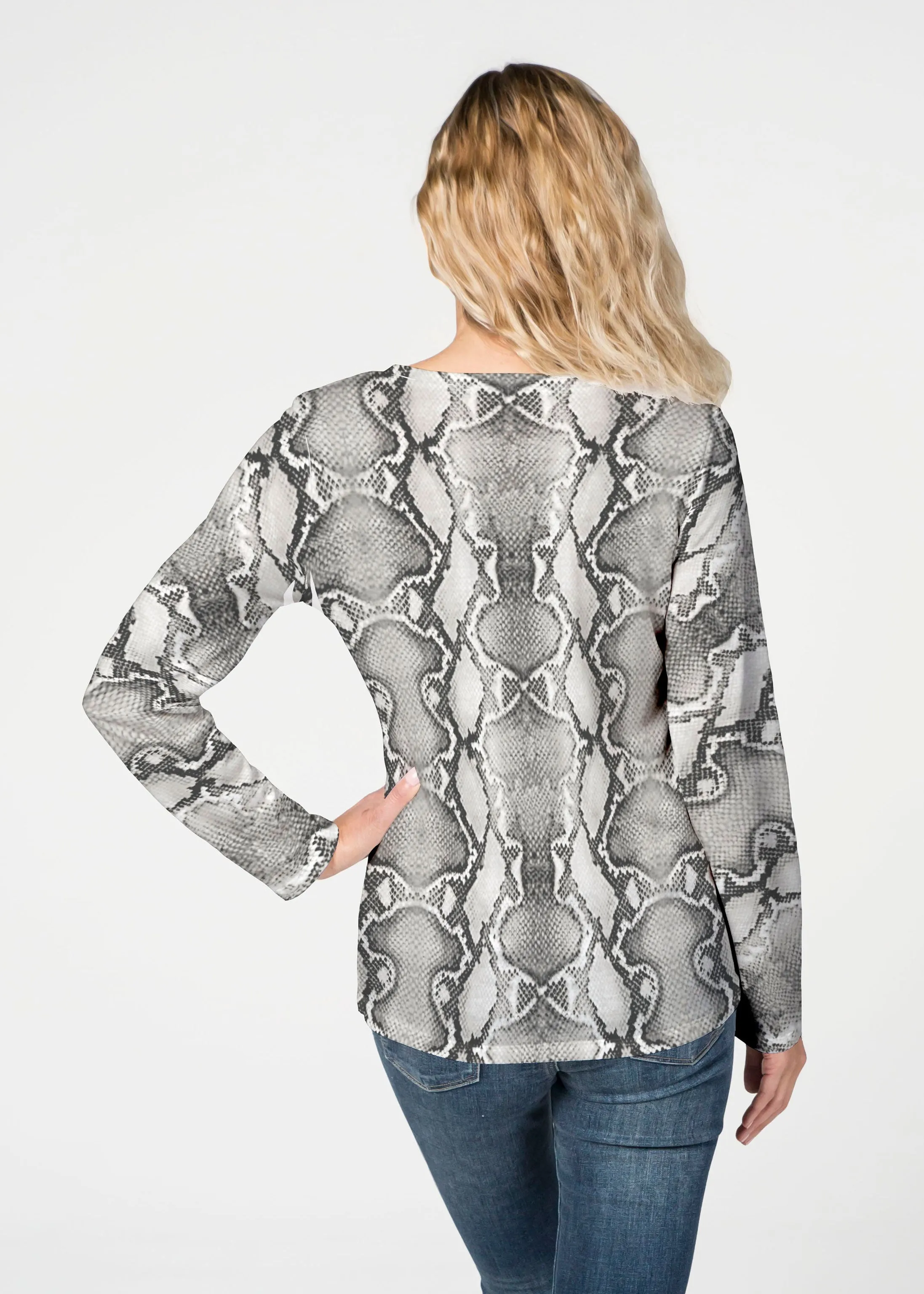 Python Silver (7272) ~ French Terry V-neck Top