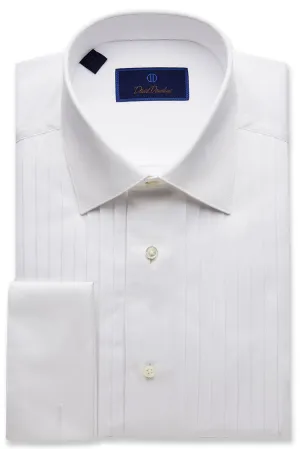 "Classic 18 Pleat" White Pleated Laydown Tuxedo Shirt