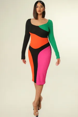 "Hot Mama" Stretch Midi Dress
