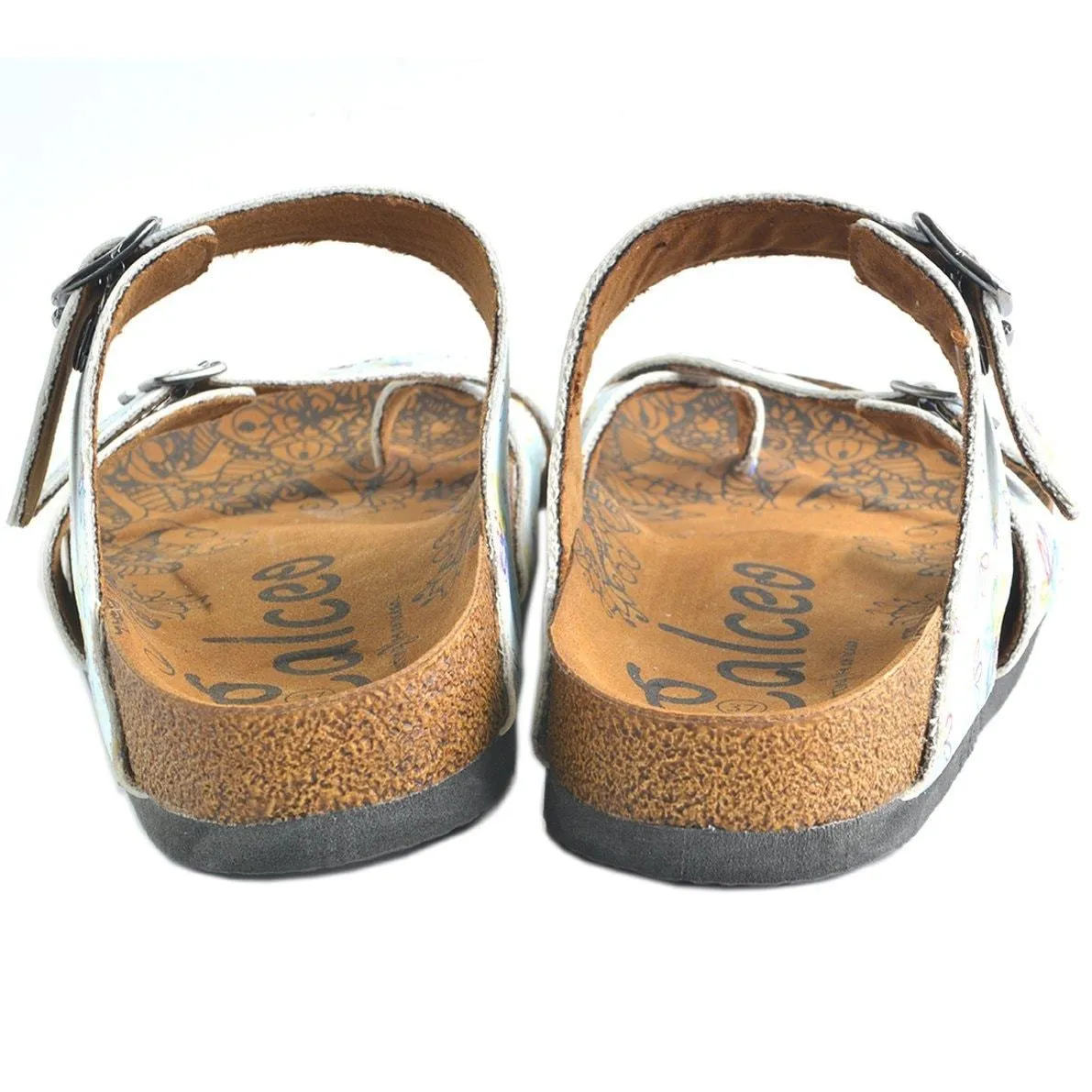 Rainbow Flowers and Light Blue Pattern Sandal - CAL1007