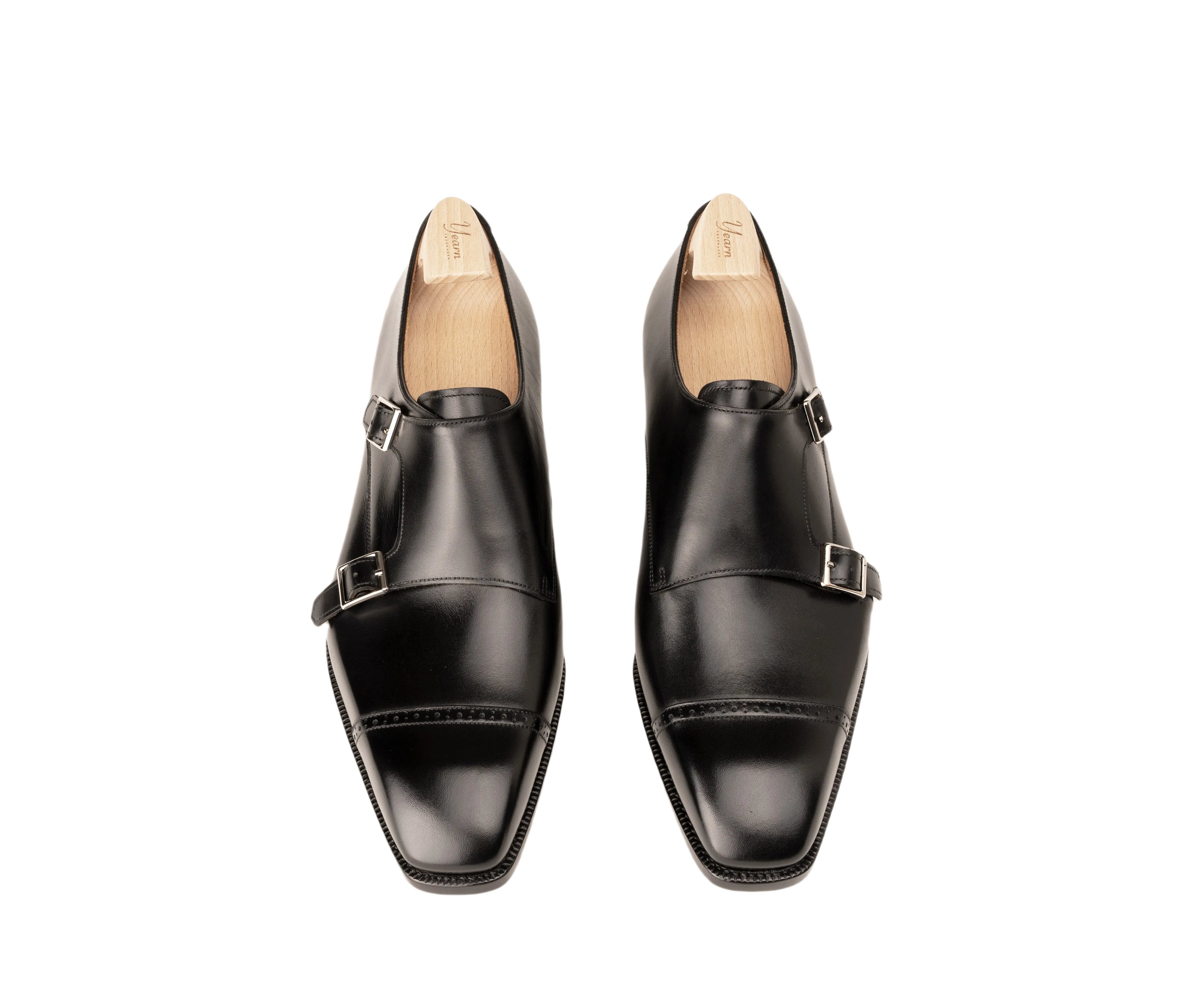 Raj Singhs Black Double Monk Strap Shoes – Handcrafted Italian Leather