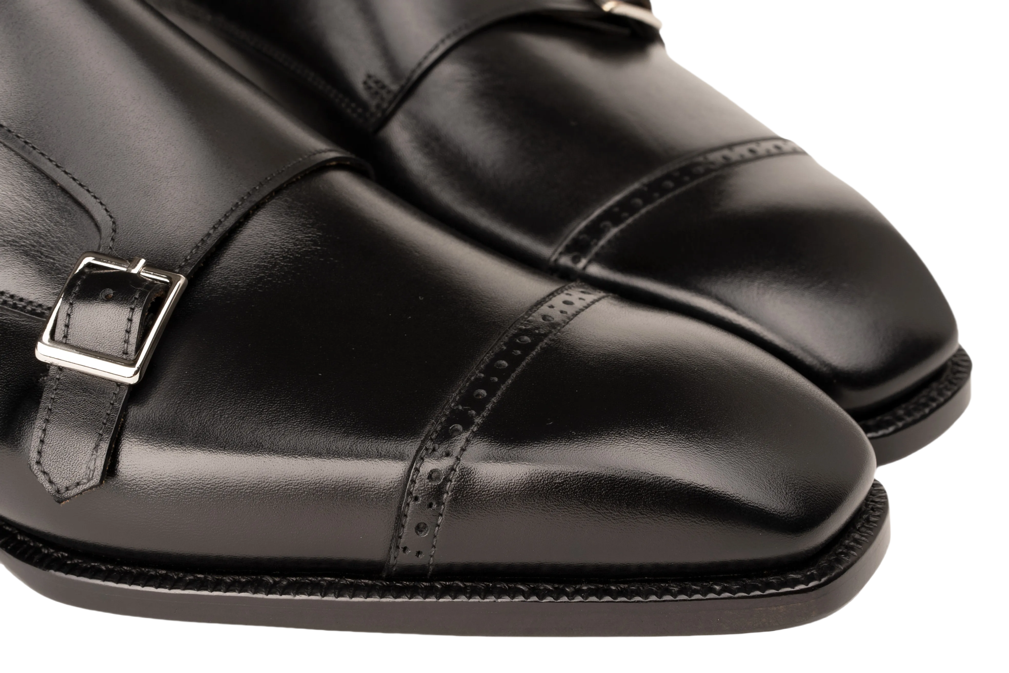Raj Singhs Black Double Monk Strap Shoes – Handcrafted Italian Leather