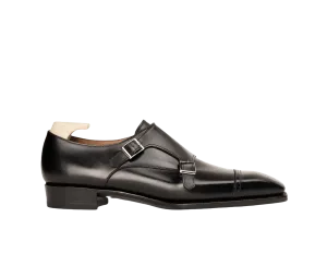 Raj Singhs Black Double Monk Strap Shoes – Handcrafted Italian Leather