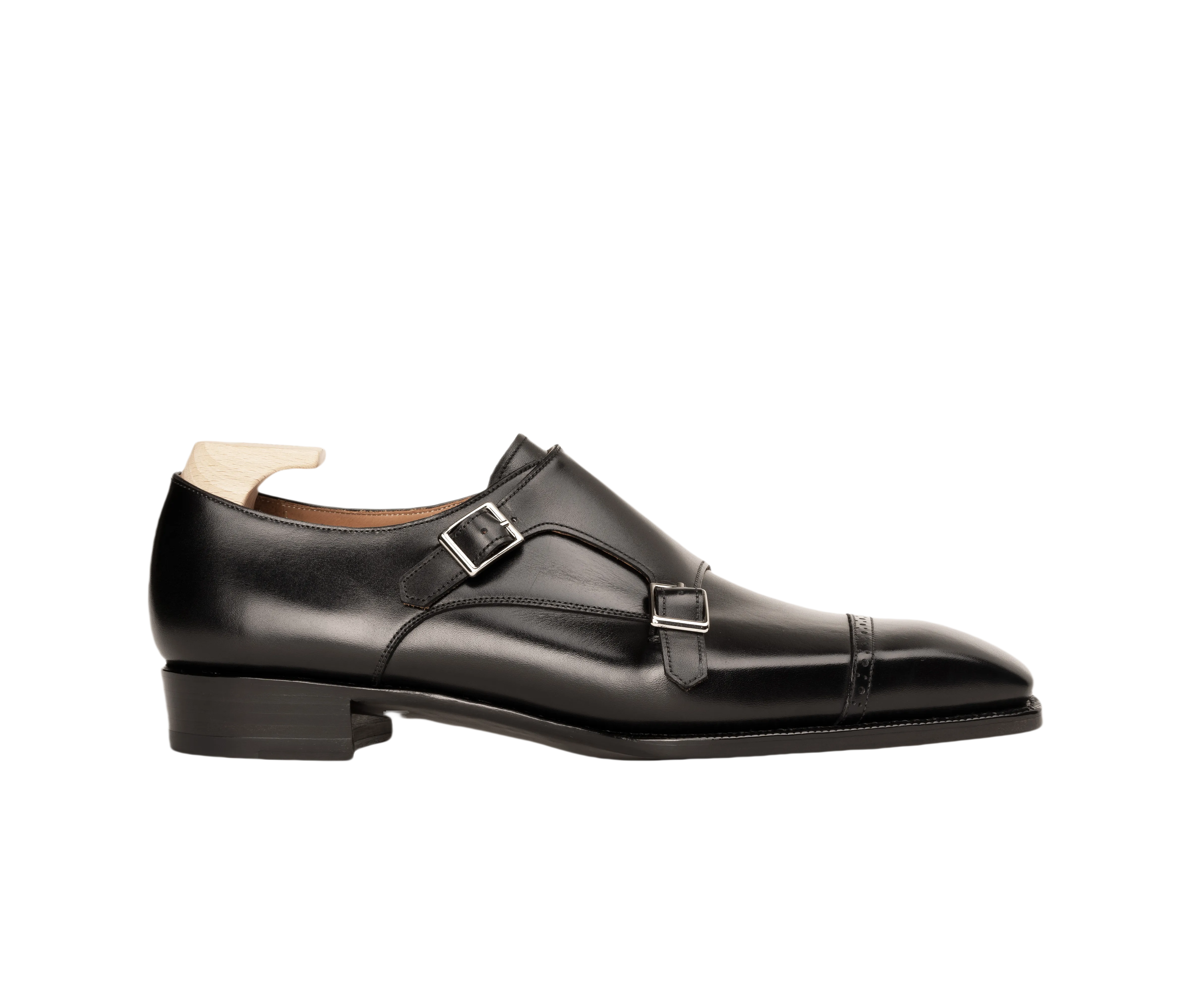 Raj Singhs Black Double Monk Strap Shoes – Handcrafted Italian Leather