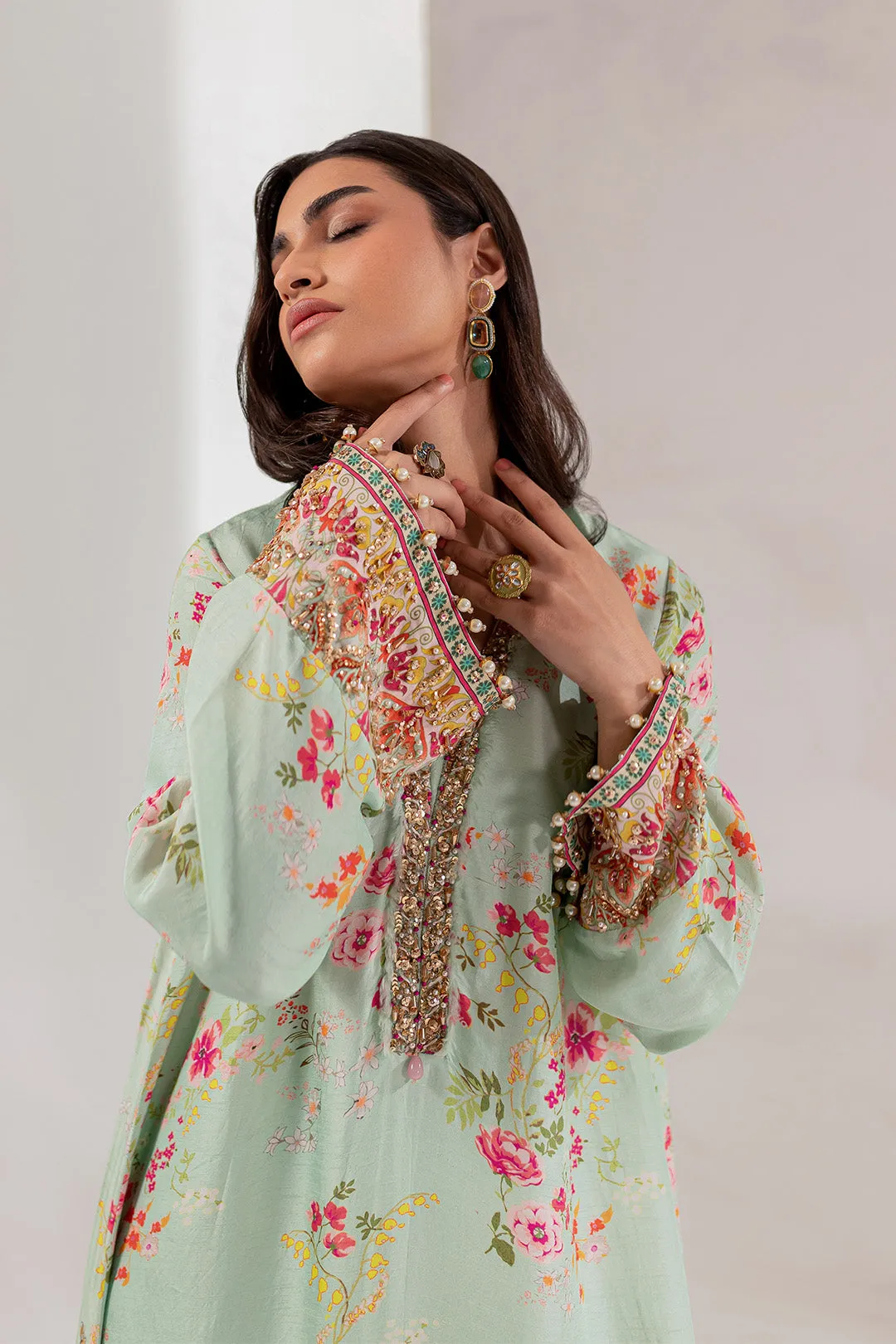 Raw Silk Kameez Trouser Style Pakistani Party Dress