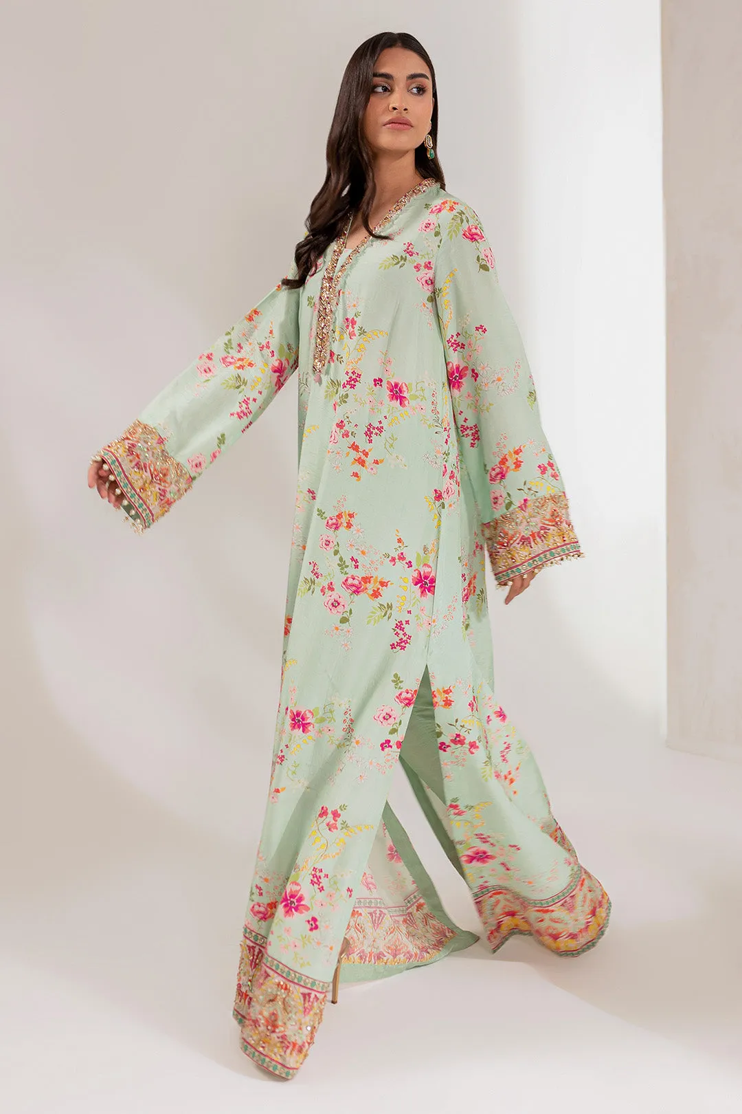 Raw Silk Kameez Trouser Style Pakistani Party Dress