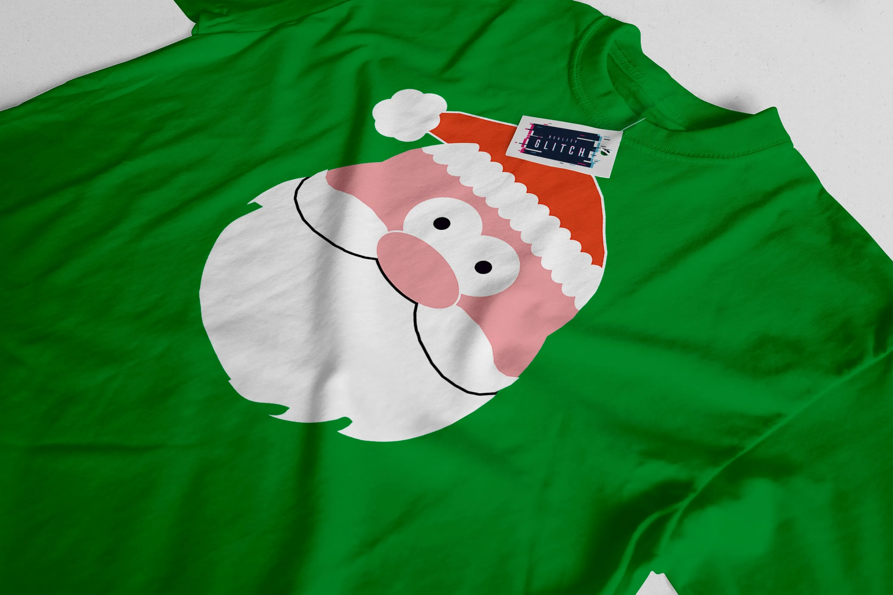 Reality Glitch Men's Santa Claus Face Christmas T-Shirt