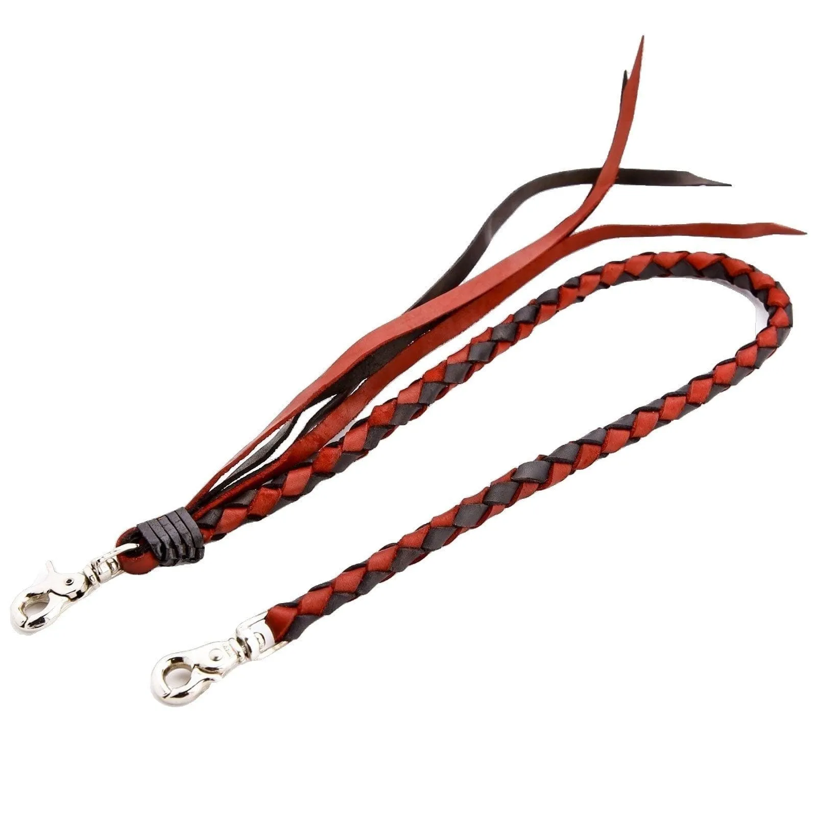Red & Black Braided Genuine Leather Wallet Chain