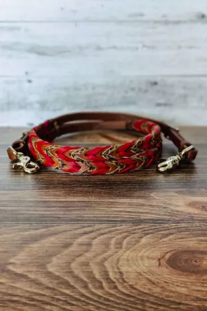 Red & Cheetah Double Laced Barrel Reins
