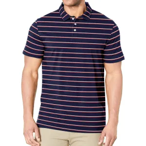 RED AND WHITE LINES PRINTED POLO SHIRT