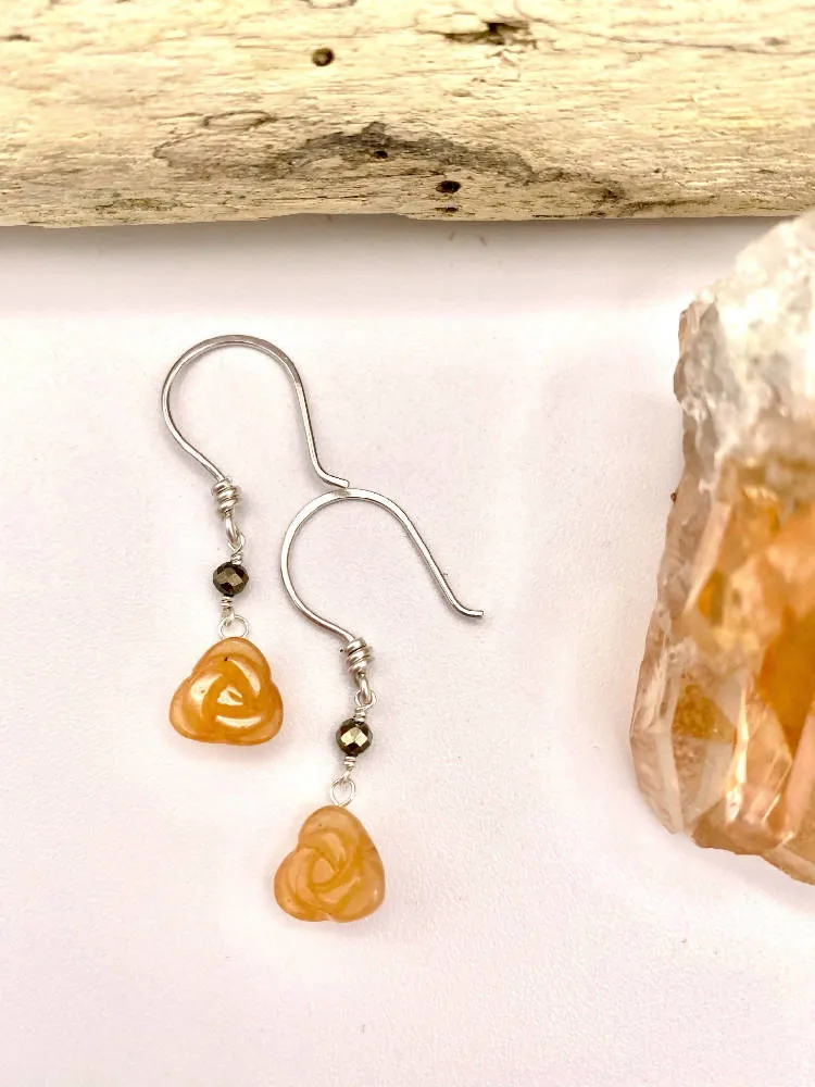 Red Aventurine Rose Earrings