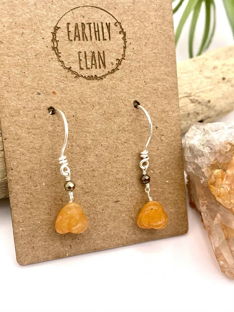 Red Aventurine Rose Earrings