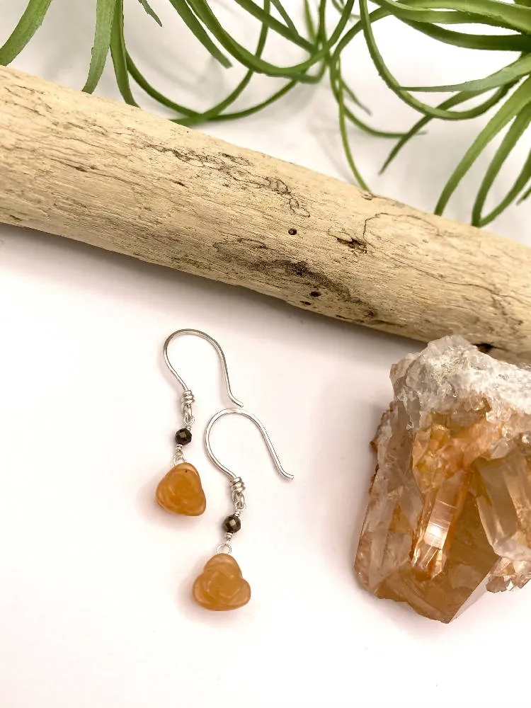 Red Aventurine Rose Earrings
