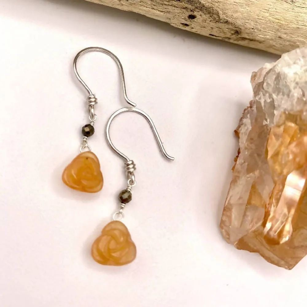 Red Aventurine Rose Earrings