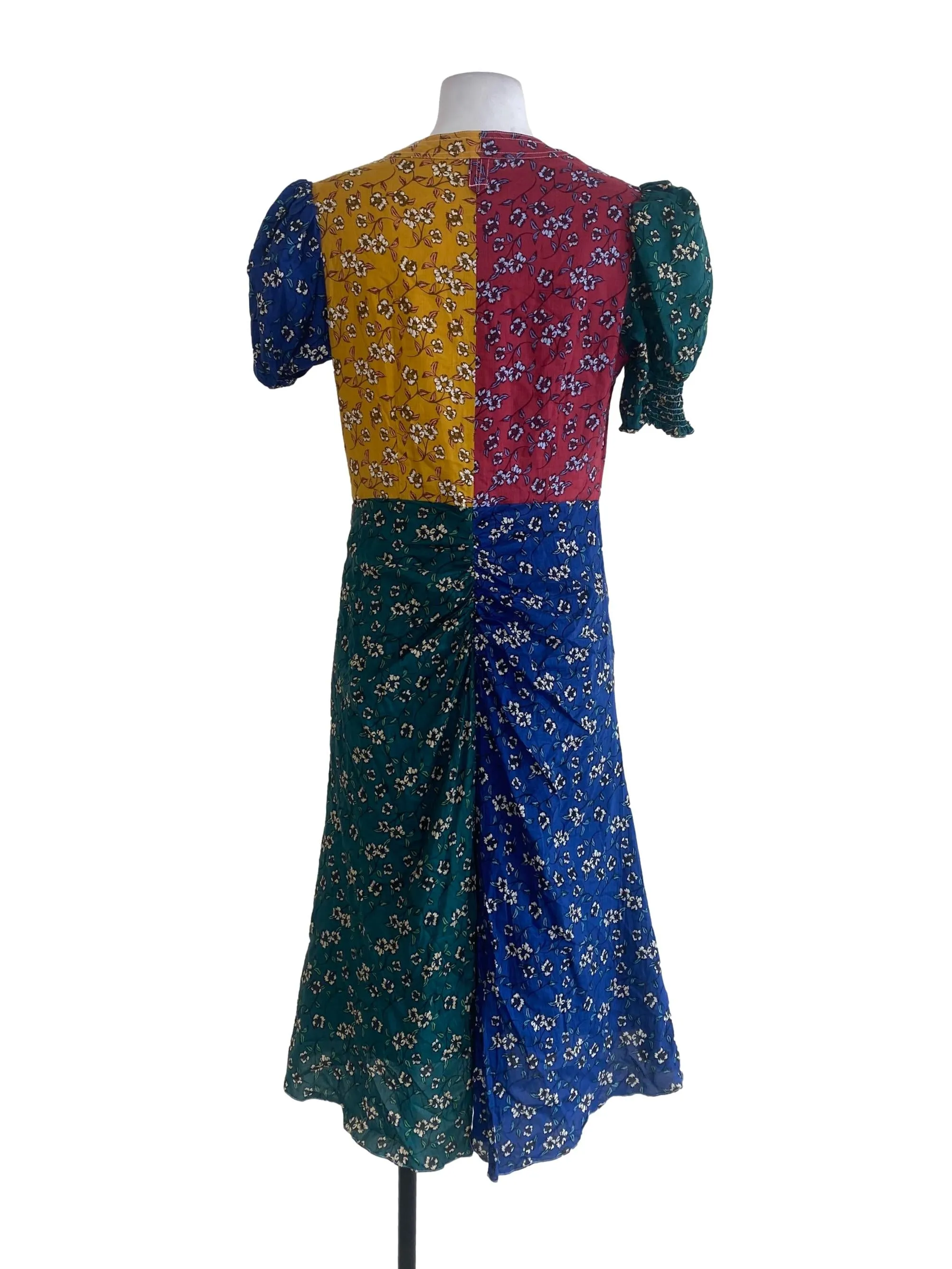 Red Blue Yellow Floral Button Down Dress