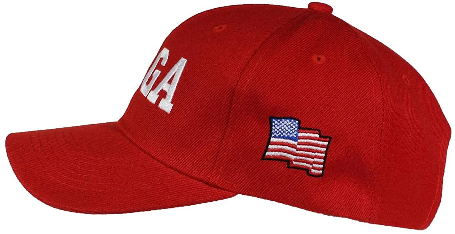 Red Embroidered MAGA 45 American Flag Trump Ballcap
