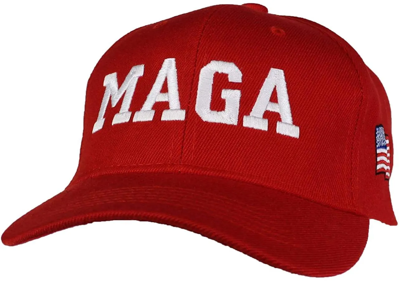 Red Embroidered MAGA 45 American Flag Trump Ballcap
