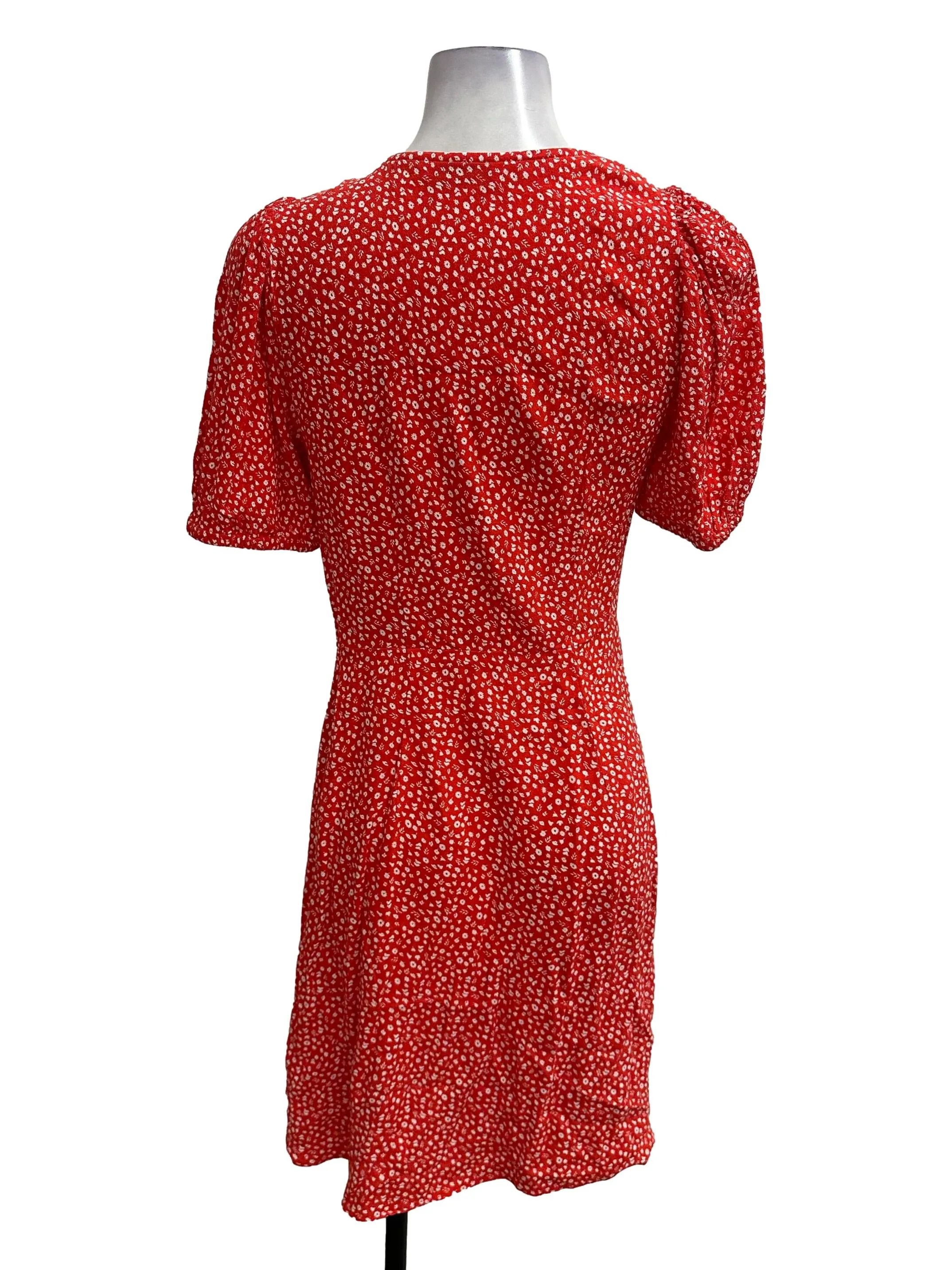 Red Floral Button Down Dress