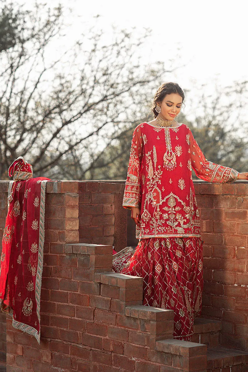 Red Organza Gharara Kameez Dupatta Pakistani Eid Dress