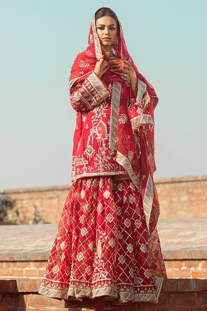 Red Organza Gharara Kameez Dupatta Pakistani Eid Dress