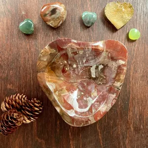 Red Petrified Wood heart dish #3