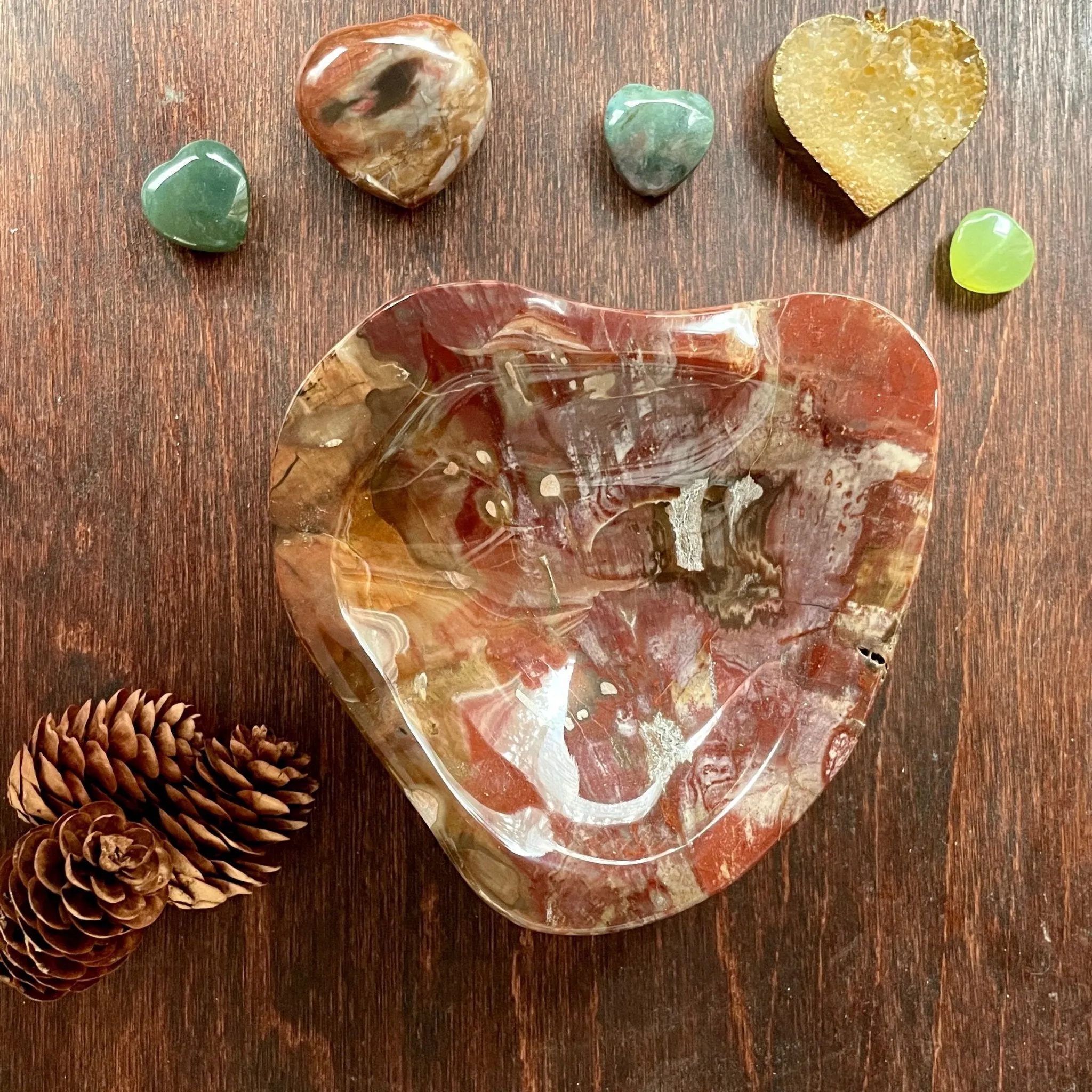 Red Petrified Wood heart dish #3