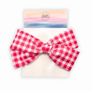 Red Plaid Hand-Tied Hair Bow