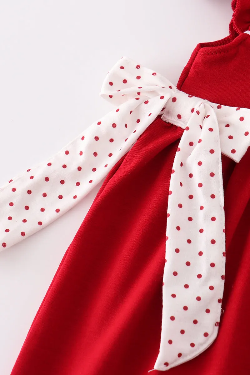 Red Sooners Embroidery Girl Dress